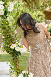 Alishba Kashif - AURA - taupe - Net and Maisoori - 3 Piece